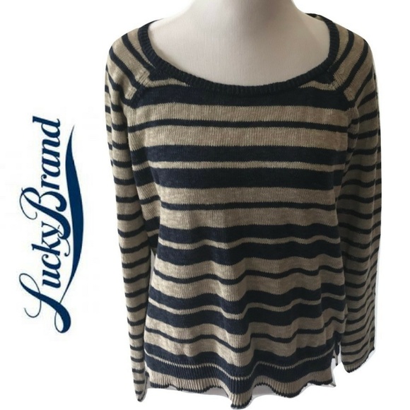 Lucky Brand Sweaters - Lucky Brand M Sweater Scoop Neckline Striped Linen